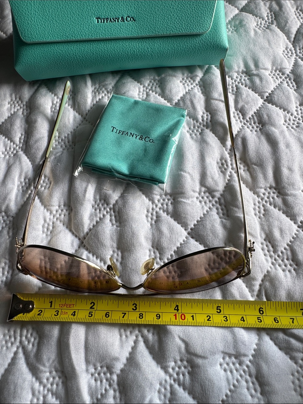 Tiffany & Co. Women's Gold Frame Sunglasses with Brown Gradient Lenses - Picture 2 of 8